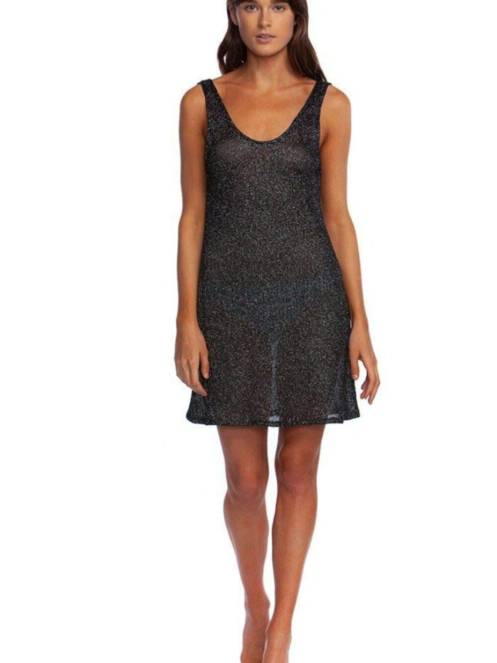 NWT BCBGMAXAZARIA Black Shimmer Swimsuit Coverup Midi Metallic Women's Small